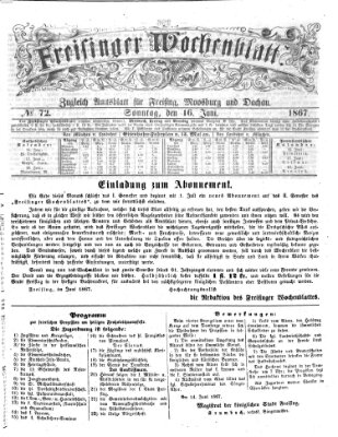 Freisinger Wochenblatt Sonntag 16. Juni 1867