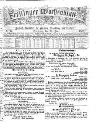 Freisinger Wochenblatt Sonntag 23. Juni 1867