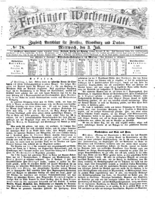 Freisinger Wochenblatt Mittwoch 3. Juli 1867