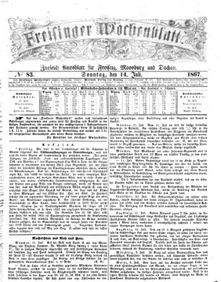 Freisinger Wochenblatt Sonntag 14. Juli 1867