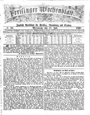 Freisinger Wochenblatt Mittwoch 17. Juli 1867