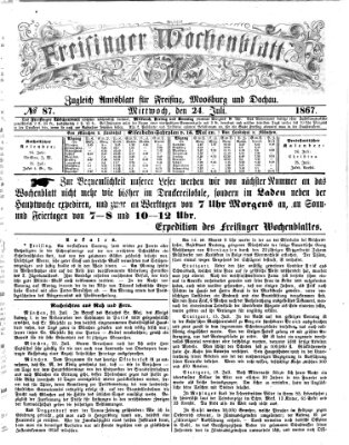 Freisinger Wochenblatt Mittwoch 24. Juli 1867