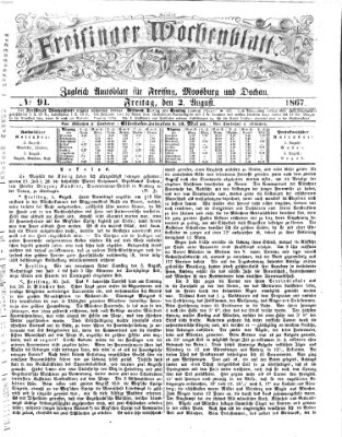 Freisinger Wochenblatt Freitag 2. August 1867