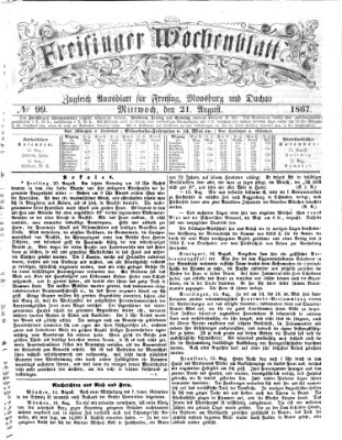 Freisinger Wochenblatt Mittwoch 21. August 1867