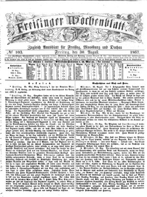 Freisinger Wochenblatt Freitag 30. August 1867