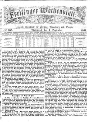 Freisinger Wochenblatt Mittwoch 4. September 1867