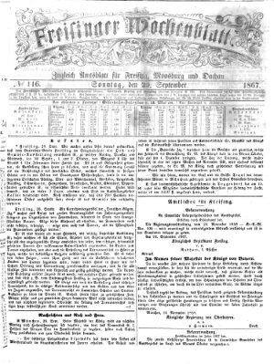 Freisinger Wochenblatt Sonntag 29. September 1867