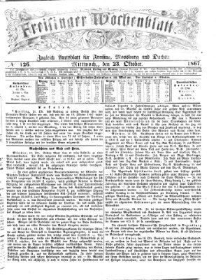 Freisinger Wochenblatt Mittwoch 23. Oktober 1867