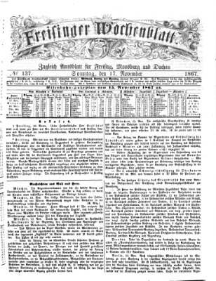 Freisinger Wochenblatt Sonntag 17. November 1867