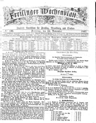 Freisinger Wochenblatt Freitag 22. November 1867