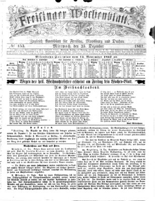 Freisinger Wochenblatt Mittwoch 25. Dezember 1867