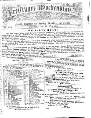 Freisinger Wochenblatt Sonntag 29. Dezember 1867