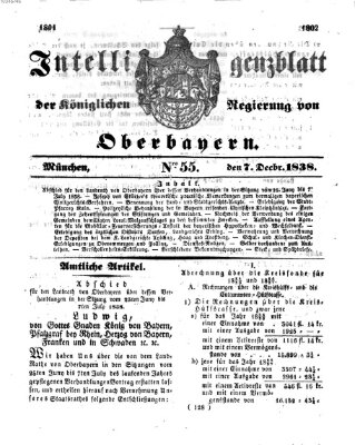 Intelligenzblatt der Königlich Bayerischen Regierung von Oberbayern (Münchner Intelligenzblatt) Freitag 7. Dezember 1838