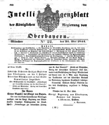 Intelligenzblatt der Königlichen Regierung von Oberbayern (Münchner Intelligenzblatt) Freitag 31. Mai 1844