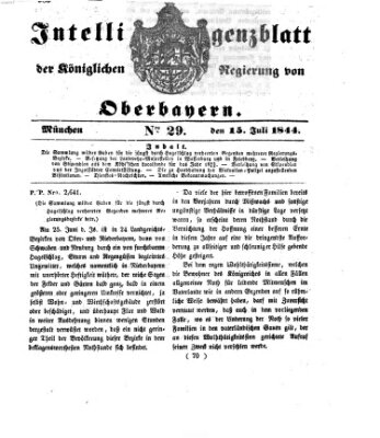 Intelligenzblatt der Königlichen Regierung von Oberbayern (Münchner Intelligenzblatt) Montag 15. Juli 1844