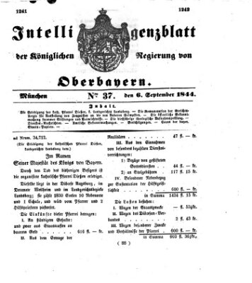 Intelligenzblatt der Königlichen Regierung von Oberbayern (Münchner Intelligenzblatt) Freitag 6. September 1844