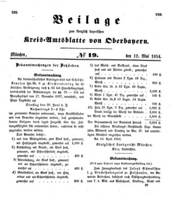 Königlich-bayerisches Kreis-Amtsblatt von Oberbayern (Münchner Intelligenzblatt) Freitag 12. Mai 1854