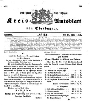 Königlich-bayerisches Kreis-Amtsblatt von Oberbayern (Münchner Intelligenzblatt) Freitag 28. April 1854