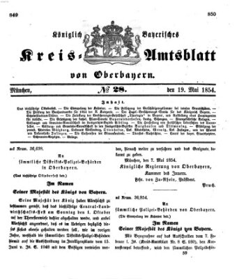 Königlich-bayerisches Kreis-Amtsblatt von Oberbayern (Münchner Intelligenzblatt) Freitag 19. Mai 1854