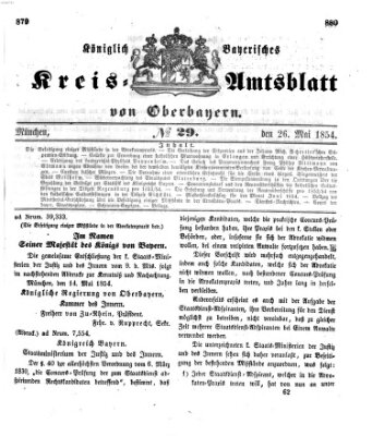 Königlich-bayerisches Kreis-Amtsblatt von Oberbayern (Münchner Intelligenzblatt) Freitag 26. Mai 1854