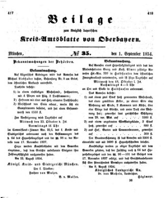 Königlich-bayerisches Kreis-Amtsblatt von Oberbayern (Münchner Intelligenzblatt) Freitag 1. September 1854