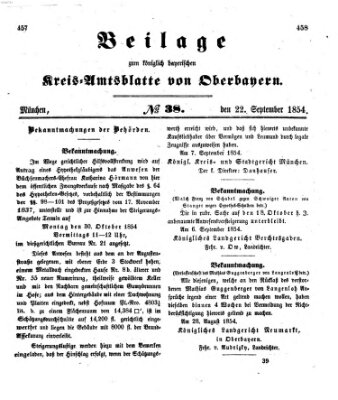 Königlich-bayerisches Kreis-Amtsblatt von Oberbayern (Münchner Intelligenzblatt) Freitag 22. September 1854