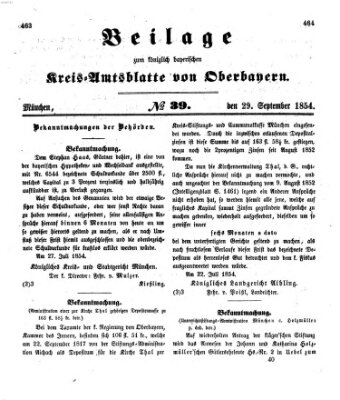 Königlich-bayerisches Kreis-Amtsblatt von Oberbayern (Münchner Intelligenzblatt) Freitag 29. September 1854