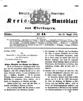 Königlich-bayerisches Kreis-Amtsblatt von Oberbayern (Münchner Intelligenzblatt) Dienstag 29. August 1854