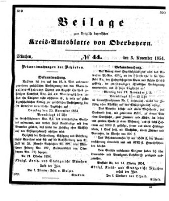 Königlich-bayerisches Kreis-Amtsblatt von Oberbayern (Münchner Intelligenzblatt) Freitag 3. November 1854