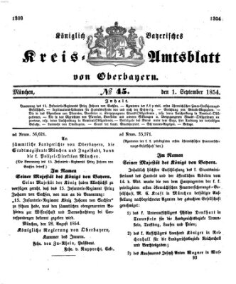 Königlich-bayerisches Kreis-Amtsblatt von Oberbayern (Münchner Intelligenzblatt) Freitag 1. September 1854