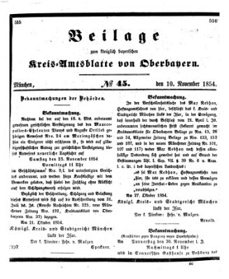 Königlich-bayerisches Kreis-Amtsblatt von Oberbayern (Münchner Intelligenzblatt) Freitag 10. November 1854