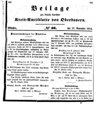 Königlich-bayerisches Kreis-Amtsblatt von Oberbayern (Münchner Intelligenzblatt) Freitag 17. November 1854