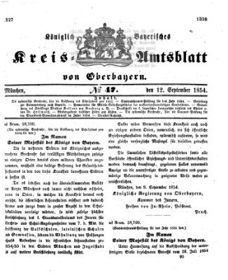 Königlich-bayerisches Kreis-Amtsblatt von Oberbayern (Münchner Intelligenzblatt) Dienstag 12. September 1854