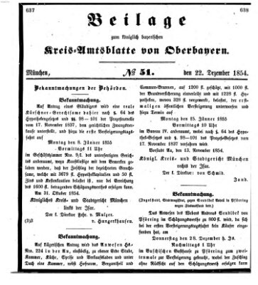 Königlich-bayerisches Kreis-Amtsblatt von Oberbayern (Münchner Intelligenzblatt) Freitag 22. Dezember 1854