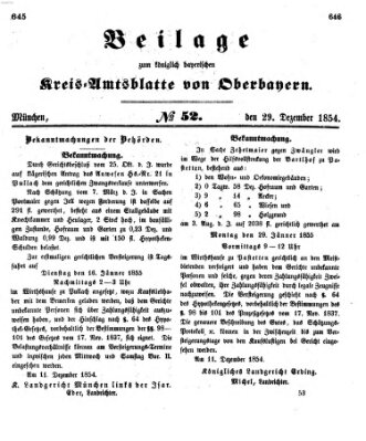 Königlich-bayerisches Kreis-Amtsblatt von Oberbayern (Münchner Intelligenzblatt) Freitag 29. Dezember 1854