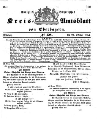 Königlich-bayerisches Kreis-Amtsblatt von Oberbayern (Münchner Intelligenzblatt) Freitag 27. Oktober 1854