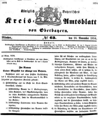 Königlich-bayerisches Kreis-Amtsblatt von Oberbayern (Münchner Intelligenzblatt) Samstag 18. November 1854