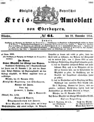 Königlich-bayerisches Kreis-Amtsblatt von Oberbayern (Münchner Intelligenzblatt) Mittwoch 22. November 1854