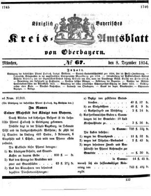 Königlich-bayerisches Kreis-Amtsblatt von Oberbayern (Münchner Intelligenzblatt) Freitag 8. Dezember 1854