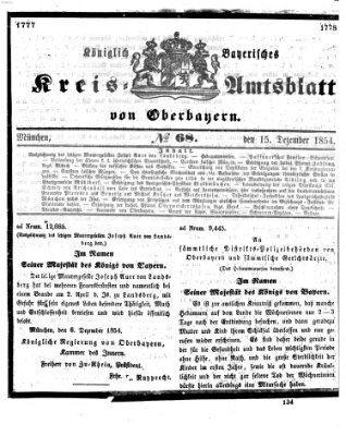 Königlich-bayerisches Kreis-Amtsblatt von Oberbayern (Münchner Intelligenzblatt) Freitag 15. Dezember 1854