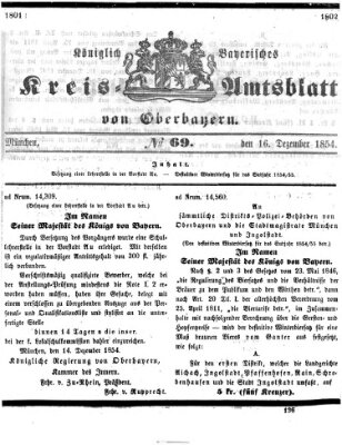 Königlich-bayerisches Kreis-Amtsblatt von Oberbayern (Münchner Intelligenzblatt) Samstag 16. Dezember 1854