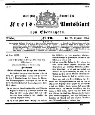 Königlich-bayerisches Kreis-Amtsblatt von Oberbayern (Münchner Intelligenzblatt) Freitag 22. Dezember 1854