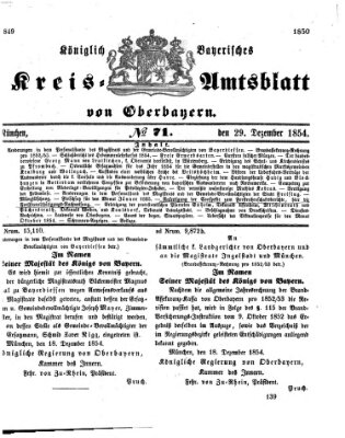 Königlich-bayerisches Kreis-Amtsblatt von Oberbayern (Münchner Intelligenzblatt) Freitag 29. Dezember 1854