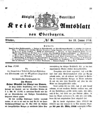 Königlich-bayerisches Kreis-Amtsblatt von Oberbayern (Münchner Intelligenzblatt) Freitag 18. Januar 1856