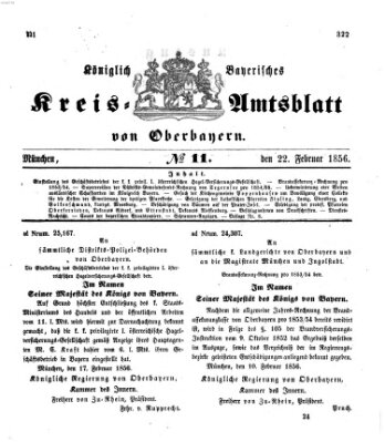 Königlich-bayerisches Kreis-Amtsblatt von Oberbayern (Münchner Intelligenzblatt) Freitag 22. Februar 1856