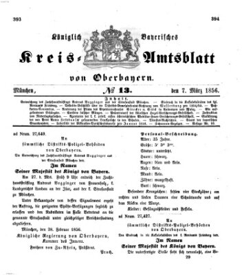 Königlich-bayerisches Kreis-Amtsblatt von Oberbayern (Münchner Intelligenzblatt) Freitag 7. März 1856