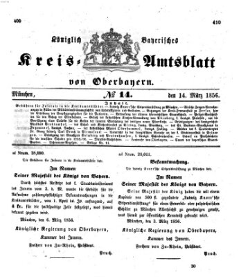 Königlich-bayerisches Kreis-Amtsblatt von Oberbayern (Münchner Intelligenzblatt) Freitag 14. März 1856