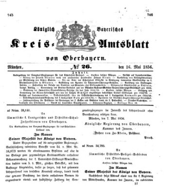 Königlich-bayerisches Kreis-Amtsblatt von Oberbayern (Münchner Intelligenzblatt) Freitag 16. Mai 1856