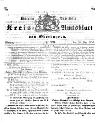 Königlich-bayerisches Kreis-Amtsblatt von Oberbayern (Münchner Intelligenzblatt) Freitag 30. Mai 1856