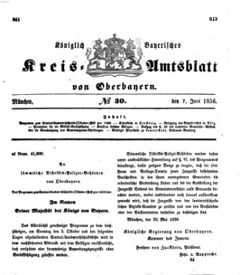 Königlich-bayerisches Kreis-Amtsblatt von Oberbayern (Münchner Intelligenzblatt) Samstag 7. Juni 1856